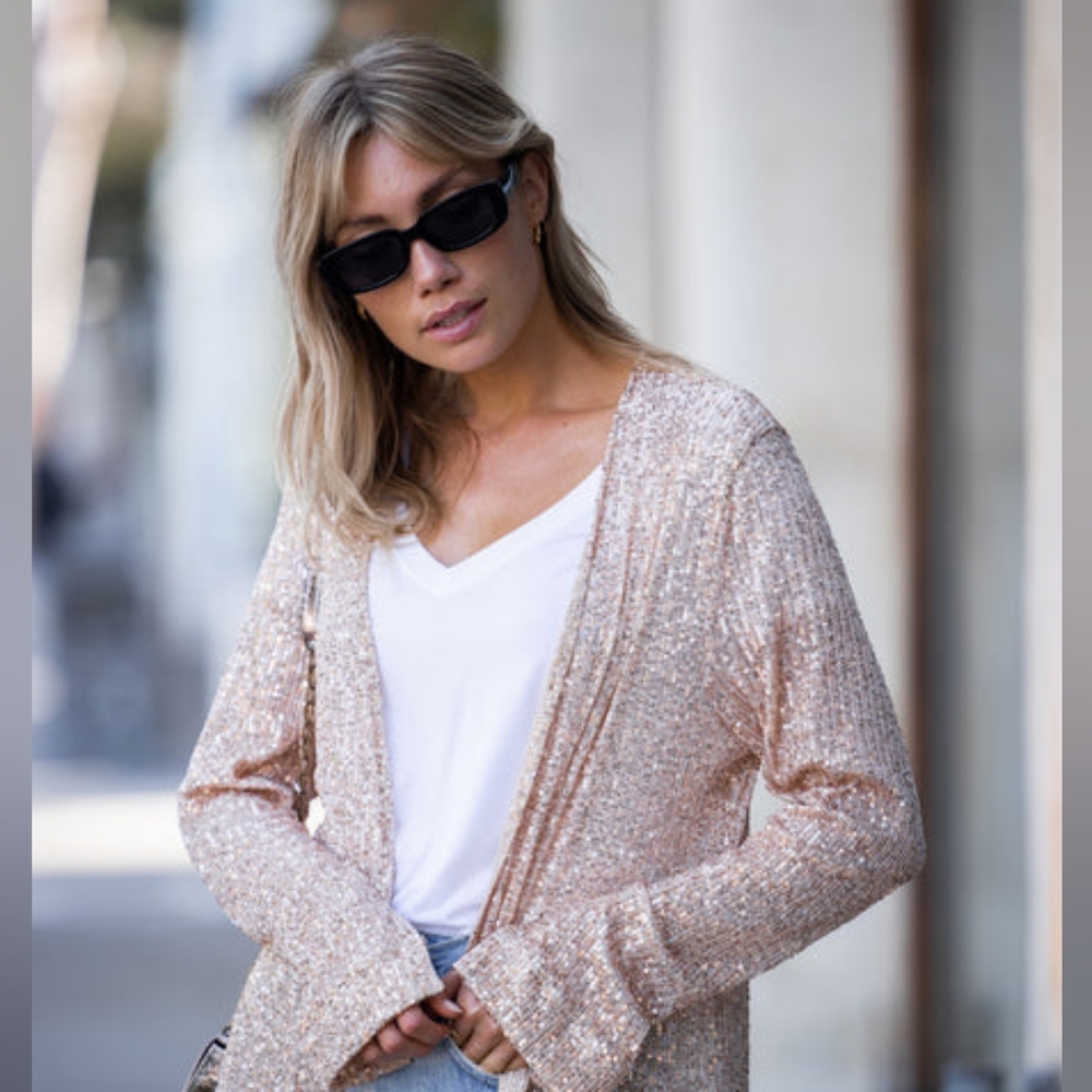 AMARYLLIS Champagne Sequin Duster SIZE L